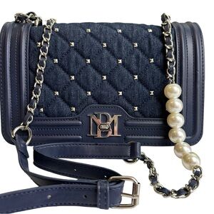 Badgley Mischka quilted denim crossbody bag.